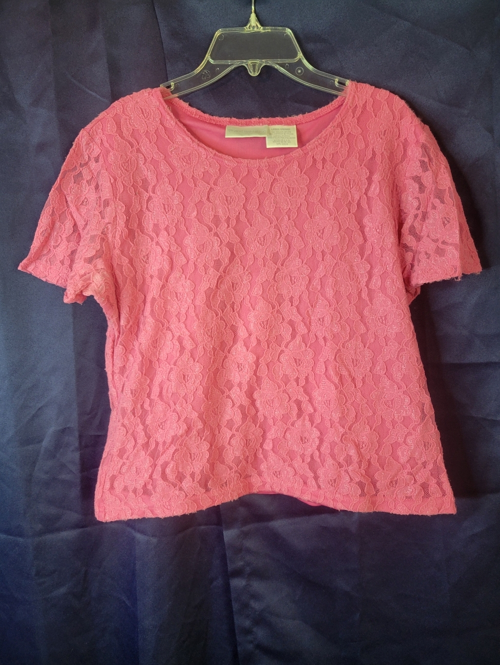 Worthington Pink Lace Short Sleeve Blouse